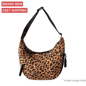 Nylon Crossbody Bag with Adjustable Strap, Two Compartments, Half Moon Shape